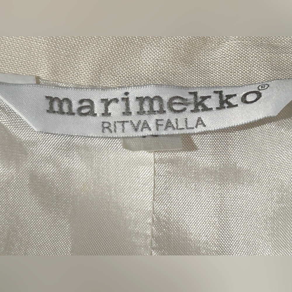 MARIMEKKO LARGE LINEN BLEND CREAM IVORY WHITE BLAZER JACKET VINTAGE DESIGNER - Picture 13 of 16